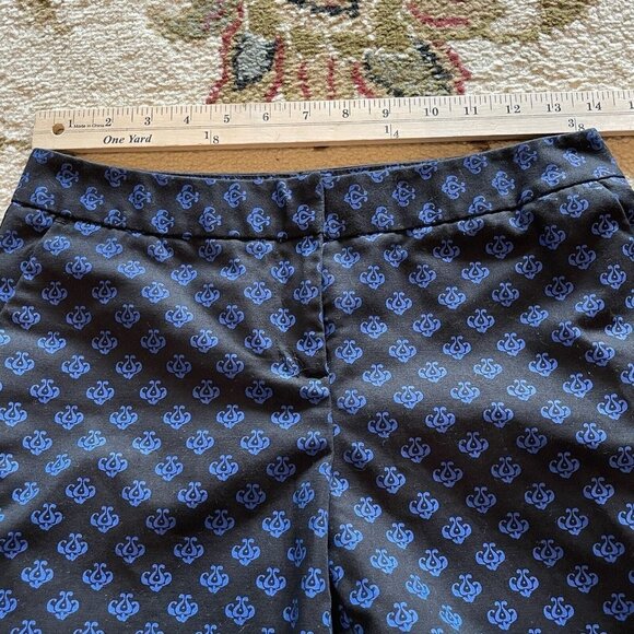 Halogen Dress Pants Taylor Fit Black Royal Blue Print Cropped Women's Size 2P - Picture 6 of 12